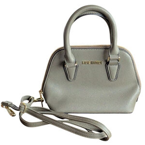 Steve Madden Small Crossbody Faith Saffiano Gray Olive Dome Bag Satchel